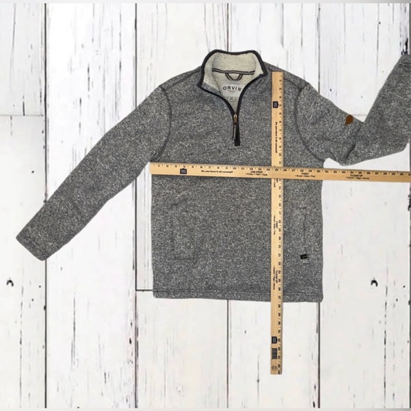 Orvis Sherpa Lined 1/4 Zip Pullover Sweater Men’s Small Gray Fleece Lined Jacket - Picture 12 of 13